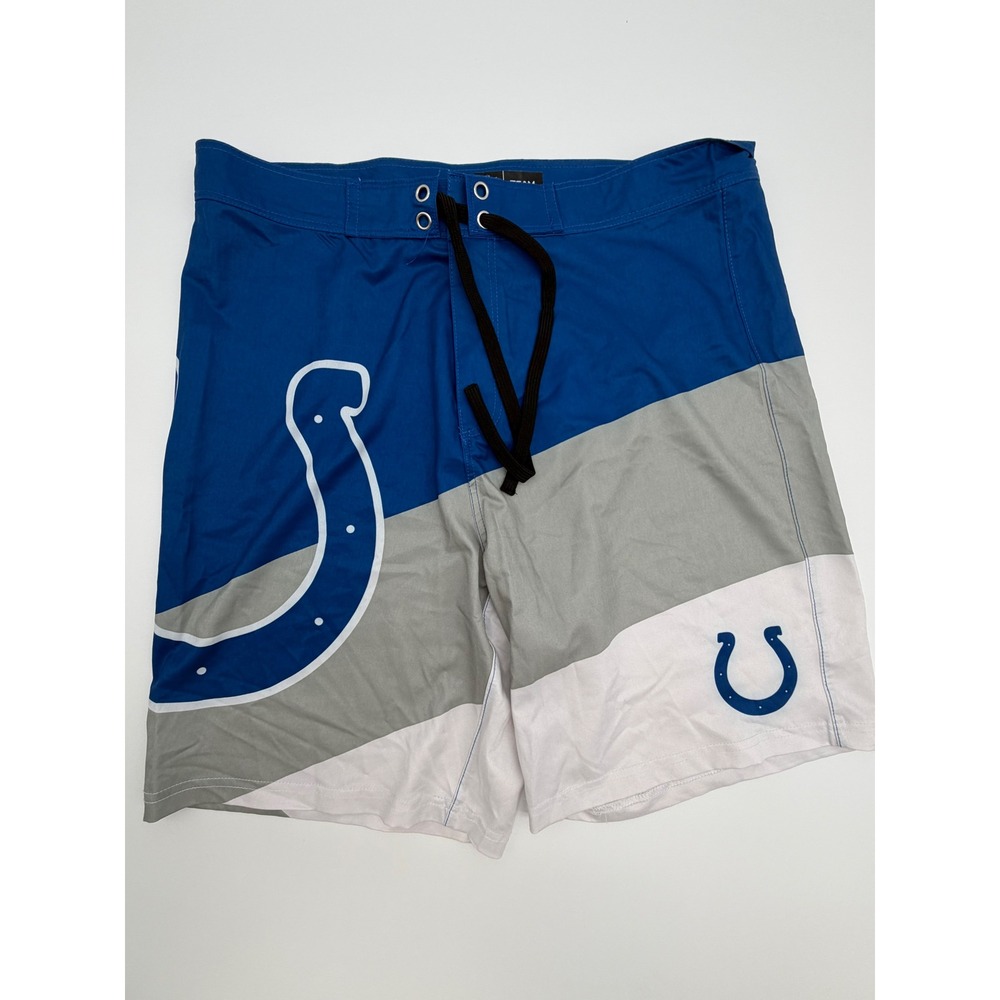 NFL Indianapolis Colts FOCO Board Shorts Mens Large Blue Grey Colorblock Swim